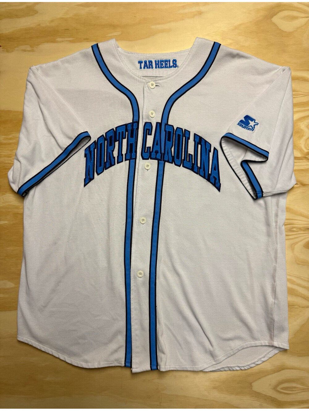 Starter North Carolina Tar Heels White Blue Baseball Jersey Size XL